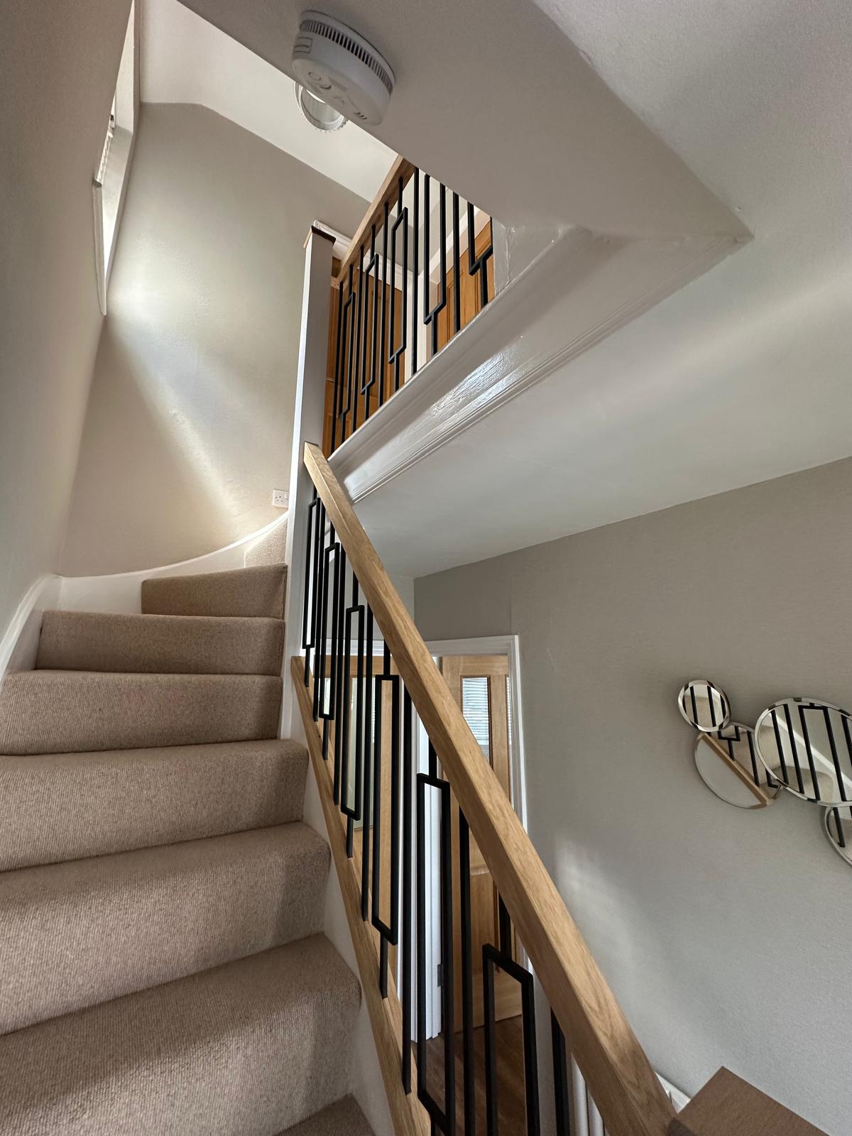 Oak Staircase with Metal Balustrade
